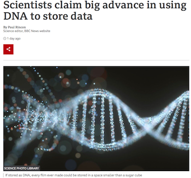 Scientists claim big advance in using DNA to store dataScientists claim big advance in using DNA to store data