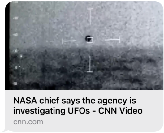 NASA Administrator announces UFO Investigation