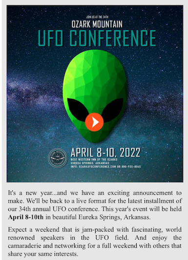 Ozark Mountain UFO Conference 2022 Registration
