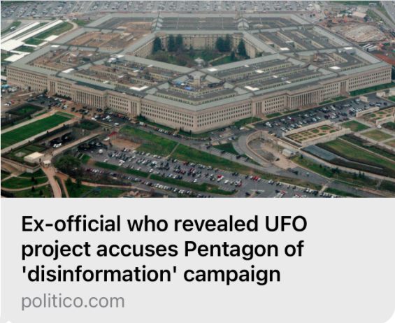 Ex-official who revealed UFO project accuses Pentagon of 'disinformation' campaign