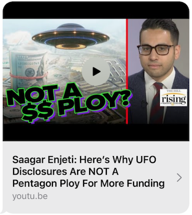 Pentagon UFO Disclosures Not A Ploy