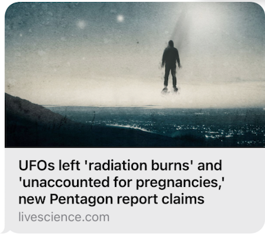UFO radiation burns and unnacounted pregnancies revealed in new pentagon report