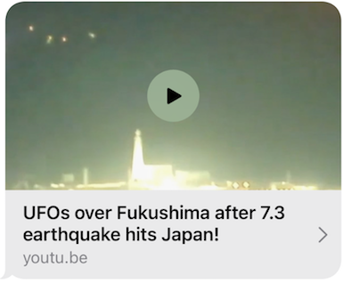 UFOs seen over Fukashima after 7.3 Earthquake