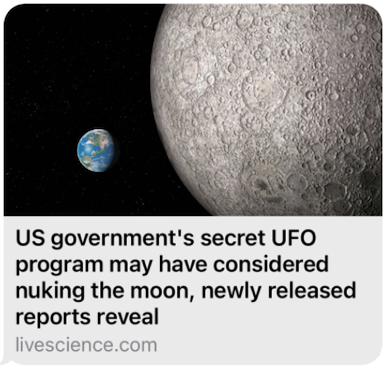 US Govt's secret UFO program may have considered nuking the moon
