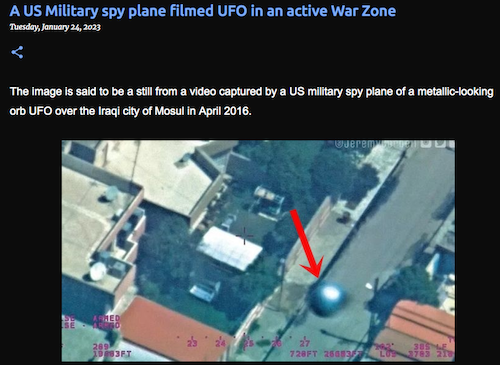 A US Military spy plane filmed UFO in an active War Zone