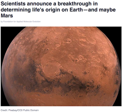 Scientists announce a breakthrough in determining life's origin on Earth—and maybe Mars